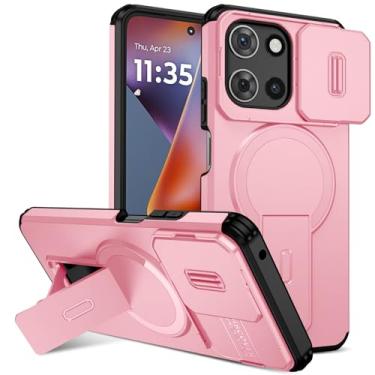 Imagem de Starhemei Capa para Moto G 5G 2025, Moto G 5G 2026, com capa protetora para câmera e suporte, capa de telefone de camada dupla com absorção de choque compatível com Motorola Moto G Play 5G 2026 (rosa)