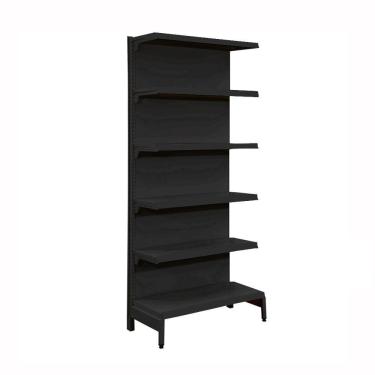 Imagem de Gôndola Prateleira Preta 5 Níveis 40x30 New Plus 1,70 Parede Inicial Pe Preto - Sa Gôndolas