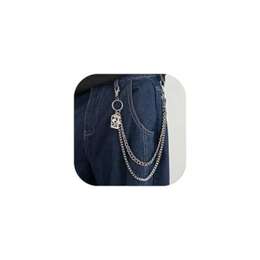 Imagem de Corrente carteira de caveira gótica – Corrente de calça de camada dupla de metal pesado para homens e mulheres, corrente de jeans punk motociclista com aranha, cruz, caveira rosa, pingentes de caveira