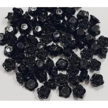 Imagem de Kit C/400 Miçangas em Resina Flor Rosa Negra 2 cm