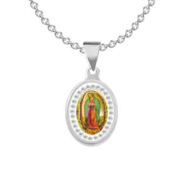 Imagem de MiiFort Blessed Virgin Mary Miraculous Catholic Oval Pendant Colares Religiosos Gargantilha de Aniversário Presente para Mulheres Filha Irmã Avó Neta, One Size, Metal, Sem Pedra Preciosa
