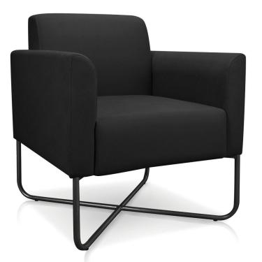 Imagem de Poltrona Marisa Suede Base X Industrial Preta D´rossi Preto