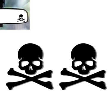 Imagem de 2 peças decalque de espelho de carro de caveira, adesivo de espelhos retrovisores, acessórios de carro de caveira vinil adesivos e decalques fofos presentes para mulheres, homens, crianças