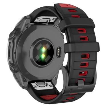 Imagem de Velocarer Pulseira de silicone QuickFit de 22 mm para Garmin Fenix 8/E/7/7 Pro/6/6 Pro/5/5 Plus (47 mm), Quatix 8/7/7 Pro, Epix Pro Gen 2 de 47 mm, para smartwatch Tactix 8 (preto e vermelho)