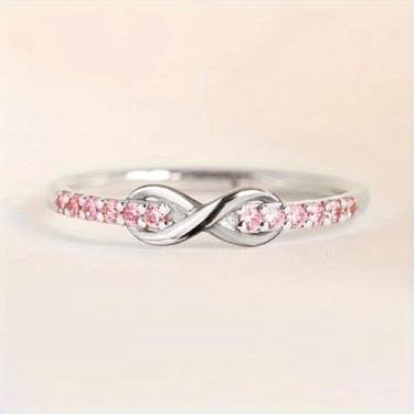 Imagem de Chic Infinity Rings Micro Pavimentada Zircônia Anel de compromisso para mulheres, uso diário, casual, festa, presente de Dia dos Namorados, 7, Cobre, Zircônia cúbica