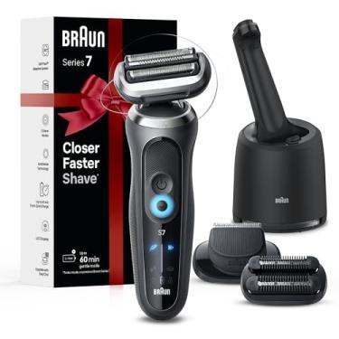 Imagem de Braun Barbeador elétrico para homens, série 7 7185cc, presentes de Natal para homens, barbear molhado e seco, kit de barbear com SmartCare Center e aparador de barba