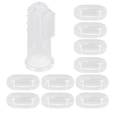 Imagem de ZJchao Escova de Dentes de Dedo do bebê, 10 Peças Escova de Dentes Infantil de Dedo Silicone Macio para Recém-nascidos (Concha Transparente)