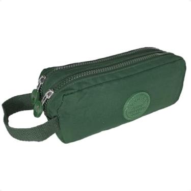 Imagem de Estojo Escolar Feminino Organizador Duplo C Alça Porta Lápis (Verde)