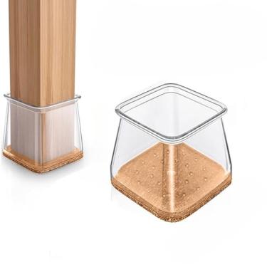 Imagem de Protetor Silicone Pés Cadeira C/Feltro Evita Riscos 4/8/16 Unidades(QUADRADO 3CM X 3CM,8 PEÇAS)