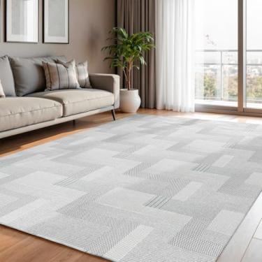 Imagem de Tapete Decorativo 1,35x2,00m Maya Luxo Antiderrapante Para Sala Quarto (Cinza Claro)