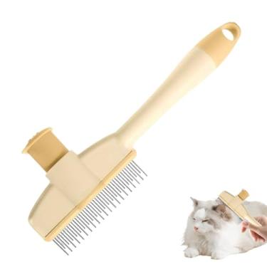 Imagem de Pente antipulgas para gatos | Pente de remoção de pelos escova de pulgas para gatos, com botão de liberação, escova ergonômica de remoção de pelos para filhotes de gatinho