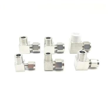 Imagem de 304 SS Aço Inoxidável Cotovelo Duplo Virola Tubulação Conector 6-12 mm Tubo OD para 1/20.3 cm 1/10.2 cm 3/20.3 cm 1/5.1 cm BSPT Rosca Macho (Azul, 1-8 BSPT Rosca Macho)