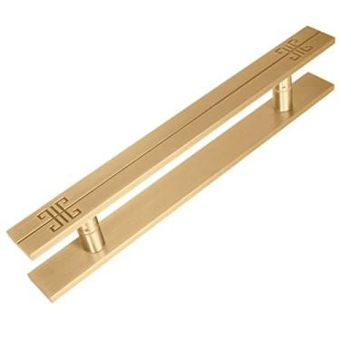 Imagem de Puxador de porta deslizante de celeiro moderno puxador de porta de celeiro, porta deslizante de vidro chuveiro hotel shopping center barra de puxadores de porta em forma de H, entrada exterior