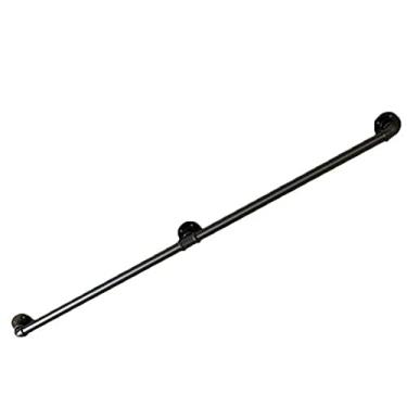Imagem de Corrimões de tubo de ferro forjado/corrimãos de escada de ferro forjado, estilo industrial, corredor interior de casa, parede de sótão, antiderrapante, cerca de tubo de aço para idosos (3,4 m