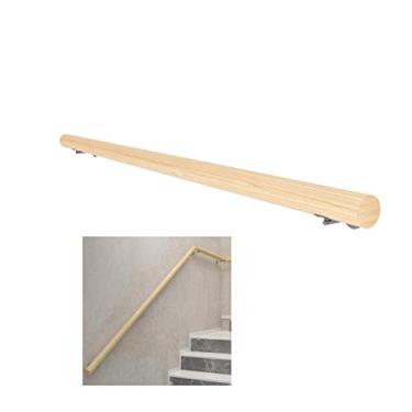 Imagem de SENNIAN Corrimão (50-300 cm opcional) Kit completo de corrimão, apoio de braço de madeira maciça antiderrapante, barra de suporte de corredor, corrimão de escada sem barreiras para idosos (tamanho: 80