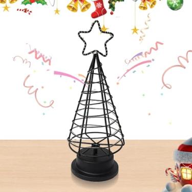 Imagem de Luz de Natal - Lâmpada de mesa de cabeceira de árvore de Natal com estrela | Enfeite de mesa, luz de mesa para sala de estar, quarto, quintal, pátio, jardim, janela de exibição