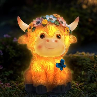 Imagem de NEBRYX Estátuas de vaca para decoração de jardim solar - Estátua de decoração de gramado para pátio, varanda, enfeite de quintal - presentes exclusivos para inauguração de casa, aniversário, Natal