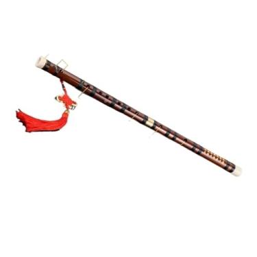 Imagem de Flauta de bambu de madeira D afinada para iniciantes desempenho profissional marrom inserção única latão
