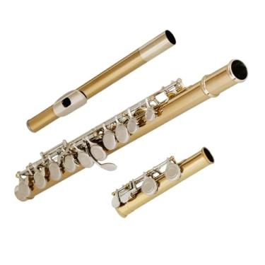 Imagem de Flauta 16 furos chave C com chave E chave fechada tubo de cobre branco com conjunto de flauta alto para iniciantes