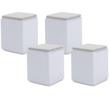 Imagem de LC LICTOP Elevador de pés para móveis de aço, altura de elevação de 5 cm, suporta 1,814 kg, 4 peças quadradas brancas, levantador de móveis resistentes com almofada de feltro para armazenamento sob a