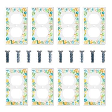Imagem de Kit de 8 placas de parede de receptáculo duplex, capa de tomada de placa de interruptor, placas de parede para tomadas, capas de placas frontais de saída dupla para tomadas elétricas ou interruptores