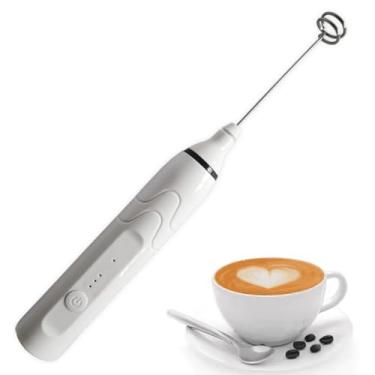 Imagem de Mini Mixer Recarregável Compacto Eﬁciente Batedor Fuê Portátil 3 Velocidades para Bebidas mais Cremosas e Deliciosas (Branco)