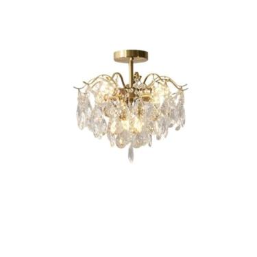 Imagem de Luminária pendente nórdica retrô pós-moderna de luxo, com detalhes em cristal francês e luz aconchegante | Ideal para sala de estar, quarto, restaurante e bar (D/40CM)