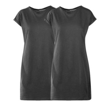 Imagem de Kit 2 Vestidos Feminino Estilo Camiseta  Moda Básico Slim Fitness, Cin