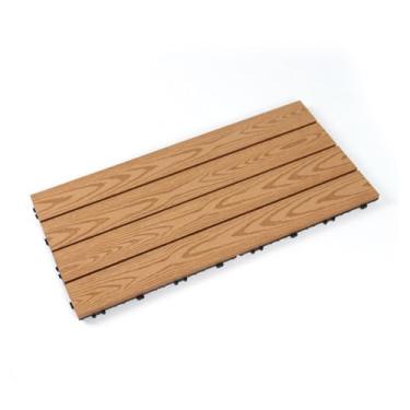 Imagem de SPXMQSS Tábuas de deck, azulejos compostos para pisos de azulejos, piso de deck de plástico de madeira fácil de instalar, ótima drenagem para jardim de pátio interno externo 30 x 60 x 2 cm G 18 peças