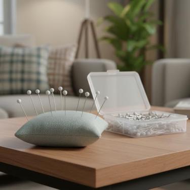 Imagem de 250 peças de alfinetes de costura para tecido - alfinetes retos, alfinetes multicoloridos para costurar, mapa de artesanato faça você mesmo, 3 cm de comprimento