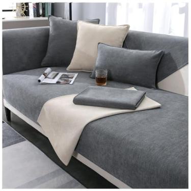 Imagem de SPXMQSS Capas de sofá para sofá secional, capas de sofá macias, capas de sofá de chenille de 1/2/3/4 lugares, antiderrapantes, capas de almofada de sofá em forma de L, protetor de móveis B 90 x 180 cm