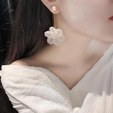 Imagem de Brincos de gota de flores delicados para mulheres, brincos de casamento para noivas, brincos de pérola, casamento, praia, férias, joias, presentes, One Size, Acrílico, Sem pedra preciosa