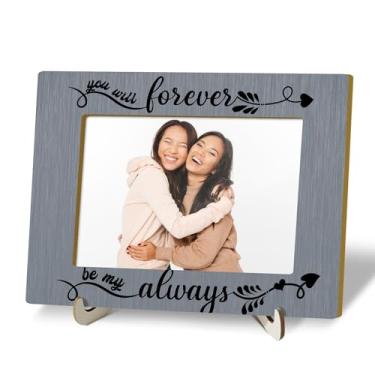 Imagem de Porta-retrato de madeira de mesa, You Will Forever Be My Always com suporte, presente para casal, namorada, marido e esposa, suprimentos de decoração de mesa para sala de estar e quarto (10 x 15 cm