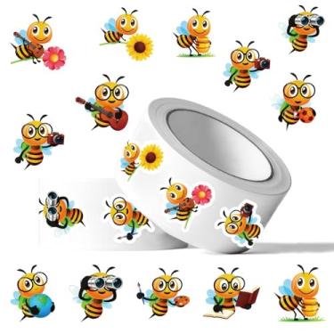 Imagem de 500 peças de adesivos de abelha para crianças, selos redondos de 2,5 cm de papel adesivo, adesivos de abelha de mel para garrafas de água, scrapbook, envelopes, presentes para meninos e meninas
