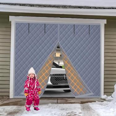 Imagem de abvrun Cortina de porta de inverno para tamanho de porta 152 cm x 203 cm capa de cortina com isolamento térmico magnético, tecido Oxford, algodão espesso temporário a à prova de som, à prova de vento