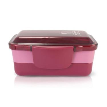 Imagem de Pote Marmita Plástico Alimentos com 2 Andares Divisórias Compartimento