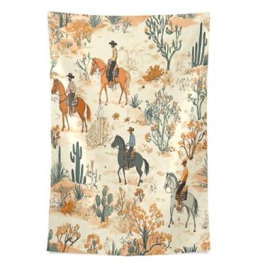 Imagem de STAYTOP Tapeçaria Retro Desert Troop Cowboy Wall Hnaging Tapeçarias para Decoração de Casa Dormitório Sala de Estar Quarto Tapete de Parede (90×60in)