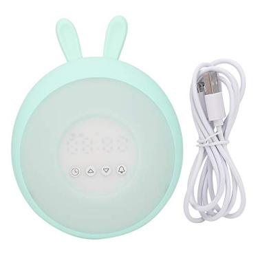 Imagem de Bonito desenho animado de silicone LED despertador com controle de toque digital com cores ajustáveis ​​contínuas para quarto escritório rosa claro azul verde claro (Verde claro)