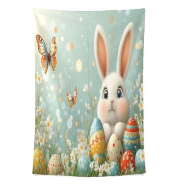 Imagem de STAYTOP Tapeçaria de parede de coelho fofo de Páscoa, tapeçarias para decoração de casa, dormitório, sala de estar, quarto, tapete de parede (80 × 60 pol)