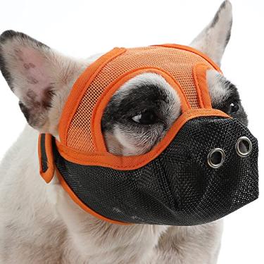 Imagem de Boca de Cão com Malha Respirável para Cães focinho curto Parar Morder Latir Mastigação Destrutiva Lameira Ferida Leve Permite ofegar Beber Casa Sozinho Caminhada
