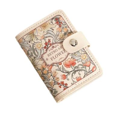 Imagem de Carteira feminina porta-cartões de crédito, carteira floral, pintura a óleo, porta-cartões, compartimentos para vários cartões, grande capacidade para armazenar cartões, Vermelho, Minimalista