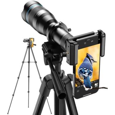 Imagem de Lente teleobjetiva de telefone HD 60X de alta potência com tripé extensível de 54 polegadas e obturador remoto, funciona com iPhone, Samsung, Pixel, Android, qualquer smartphone