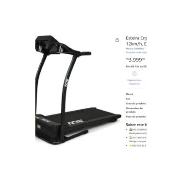 Imagem de Esteira Ergométrica Elétrica Residencial Dobrável, 1.5hp, Velocidade até 12km/h, Suporta 110kg, 12 Programas, Bivolt, Preta, 128x65x115cm