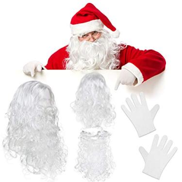 Imagem de Conjunto de 3 peças de fantasia de Papai Noel, peruca engraçada e barba para festa de Natal