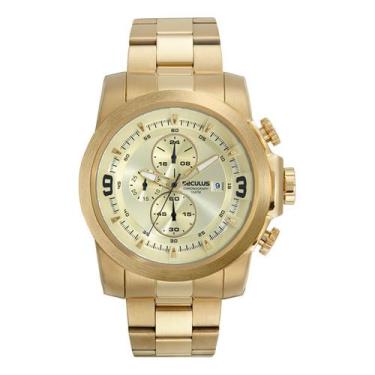 Imagem de Relogio Masculino Seculus Dourado Cronógrafo Grande Original 44175gpsvda2