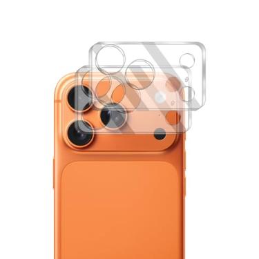 Imagem de Pacote com 2 protetores de lente de câmera para iPhone 17 Pro, vidro temperado, ultra HD, dureza 9H, antiarranhões, compatível com capas, fácil de instalar [Sem afetar fotos noturnas]