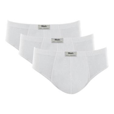 Imagem de Kit 3 Cuecas Slip Mash Algodão Lisa 074.58, G, Branco