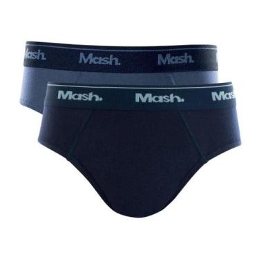 Imagem de Kit 2 Cuecas Slip Algodão Infantil Mash, Gg, Azul jeans escuro