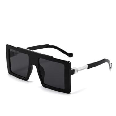 Imagem de Óculos de Sol Femininos Retro com Armação Grossa e Degradê, Luxo e Versáteis para Homens e Mulheres, Proteção UV400 (Preto e Branco)