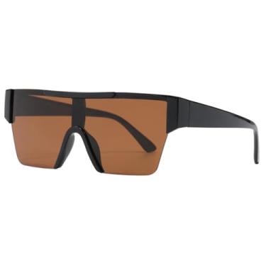 Imagem de Óculos de Sol Femininos com Armação Grande, Simples, Resistentes ao Vento, para Escalada e Direção, Unissex, Armação Preta e Marrom